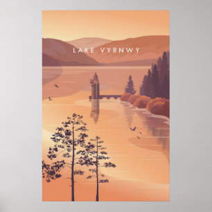 Lac Vyrnwy Powys Pays de Galles Affiche de voyage