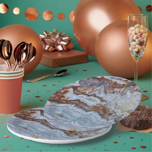 Lace Agate Rock Pattern Paper Plate (Multi)