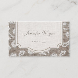 Lace and burlap rustic country wedding place cards