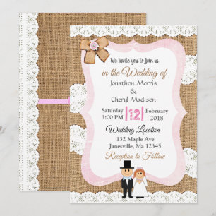 Lace and Burlap Wedding Invitation