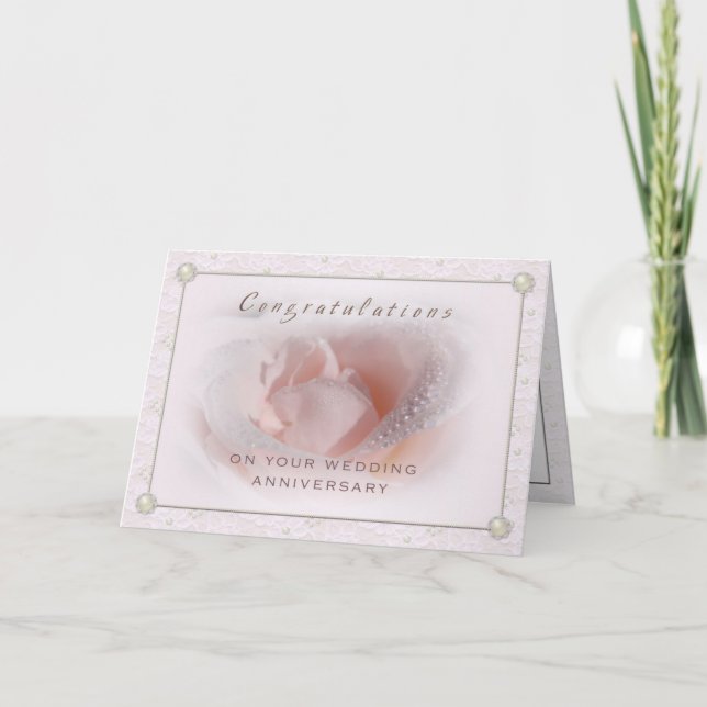 Lace and Pearl Wedding Anniversary Card (Front)