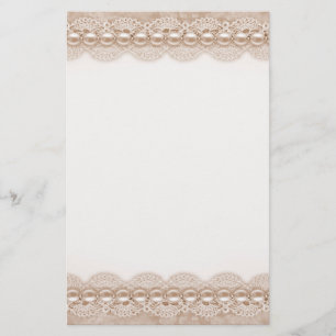 Lace and pearls texture Stationery