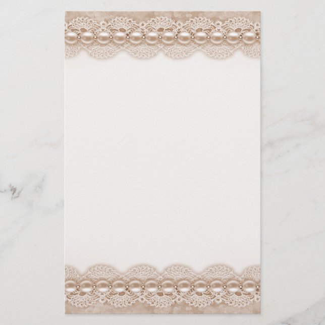 Lace and pearls texture Stationery (Front)