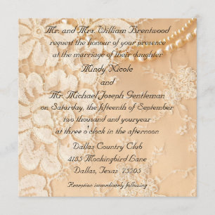 Lace and Pearls Wedding Invitation