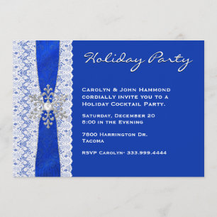 Lace and Snowflake Holiday Party Invitation