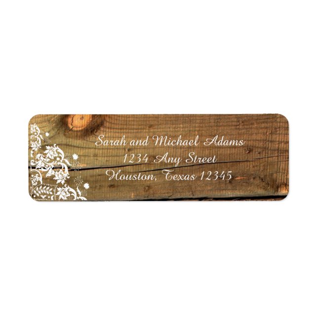 Lace and Wood Rustic Return Address Label (Front)