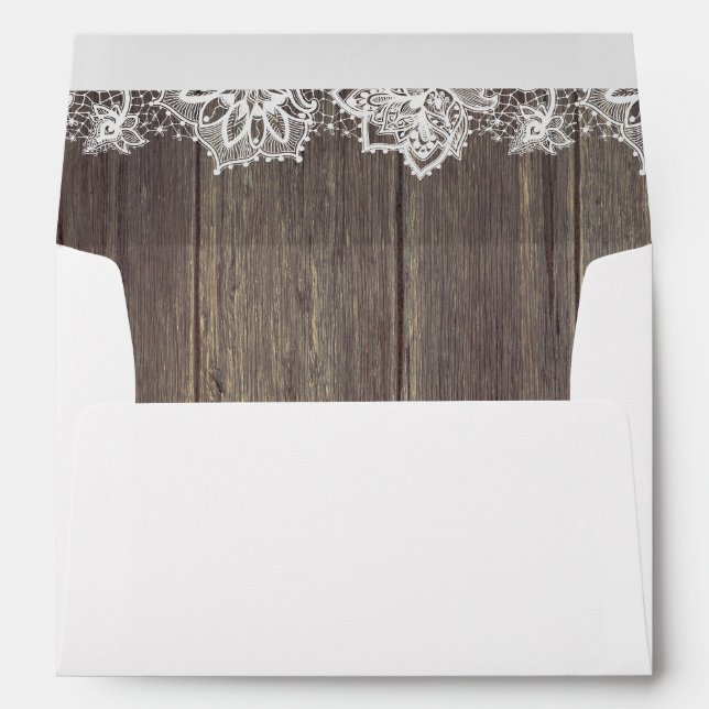 Lace and Wood Rustic Wedding Envelopes (Back (Bottom))