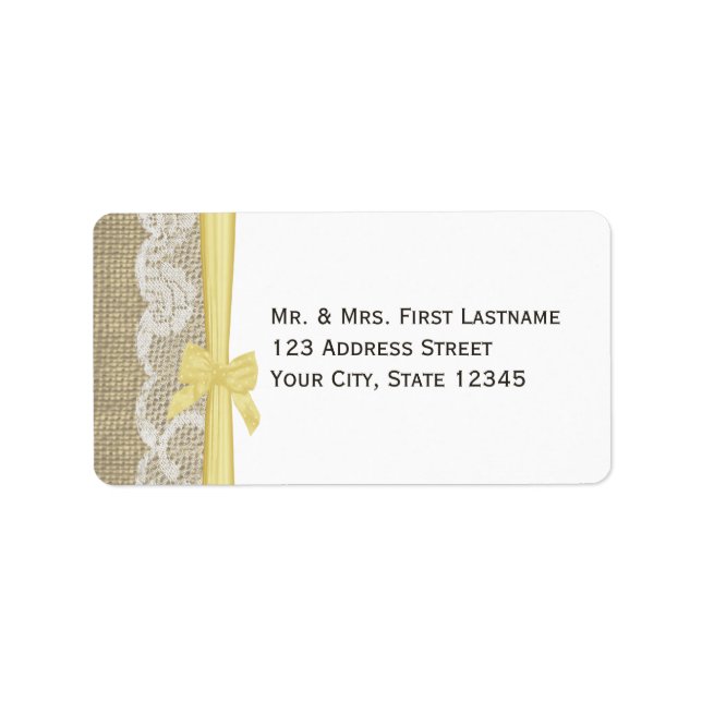 Lace and Yellow Bow Label (Front)