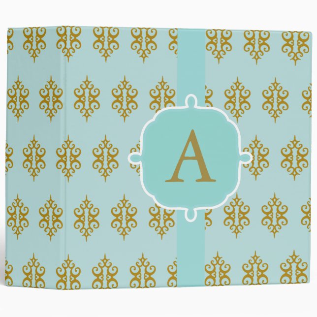 Lace Aqua Monogram Binder Gift (Front/Spine)