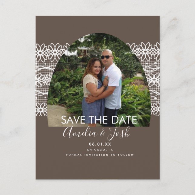 Lace Arch Save the Date Photo Postcard (Front)