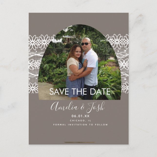 Lace Arch Save the Date Photo Postcard (Front)
