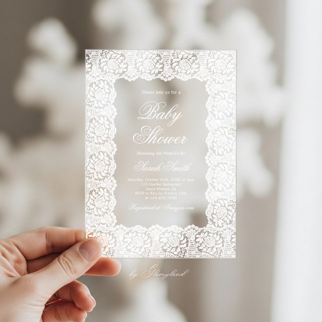 Lace Baby Shower Acrylic Invitations (Creator Uploaded)