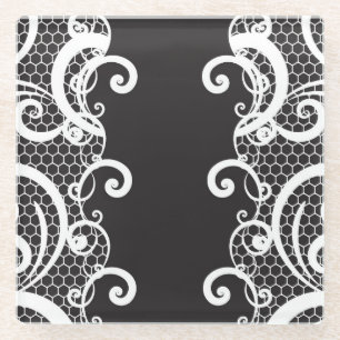 Lace background 1 glass coaster