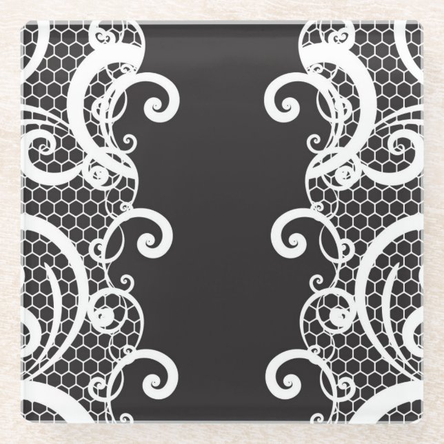 Lace background 1 glass coaster (Front)