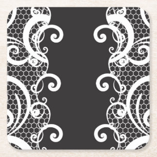 Lace background 1 square paper coaster