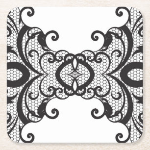 Lace background 2 square paper coaster