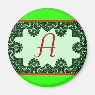 Lace Black & White Red Boarder The MUSEUM Zazzle G Magnet