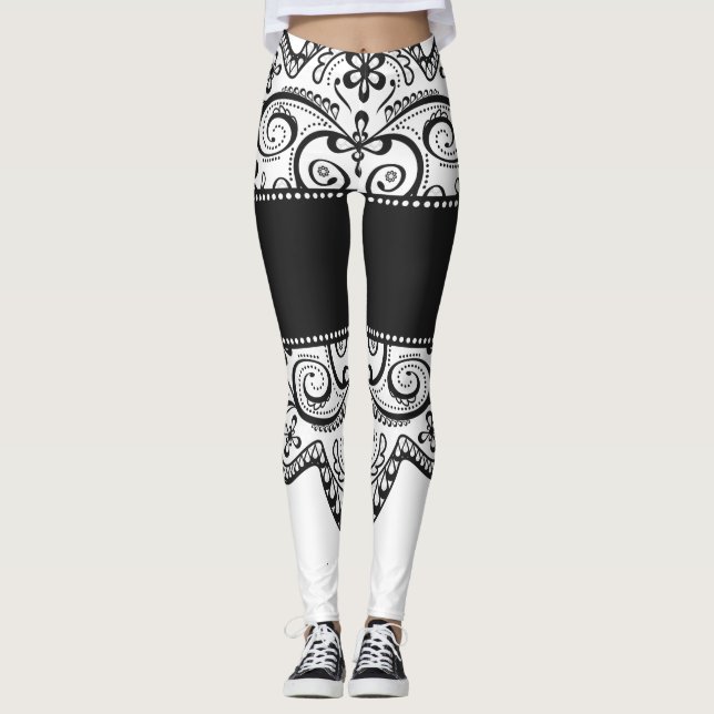 lace booty black white lacy leggings (Front)