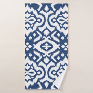 Lace border. Ikat seamless pattern. Vintage tie dy Bath Towel