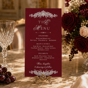 Lace Burgundy White Lace Old Money Wedding Menu