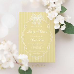 Lace Butter Yellow Baby Shower Invitation