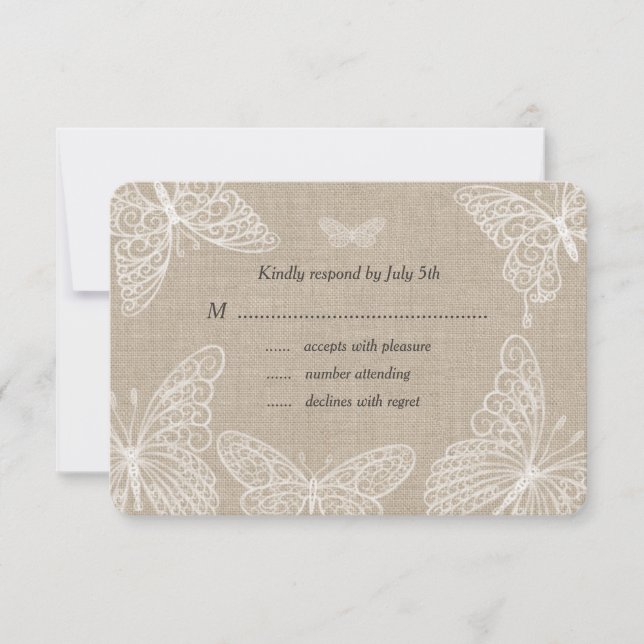 Lace Butterflies RSVP Card (Front)