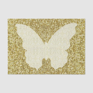 Lace Butterfly On Gold Glitter Tissue Paper