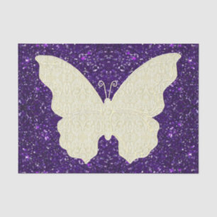 Lace Butterfly On Purple Glitter Tissue Paper