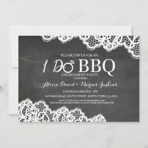 Lace Chalkboard I DO BBQ Engagement Invitation