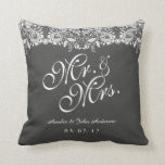 Lace Chalkboard Mr. and Mrs. Wedding Pillow<br><div class="desc">More pretty Wedding Pillows in the Little Bayleigh Store!</div>