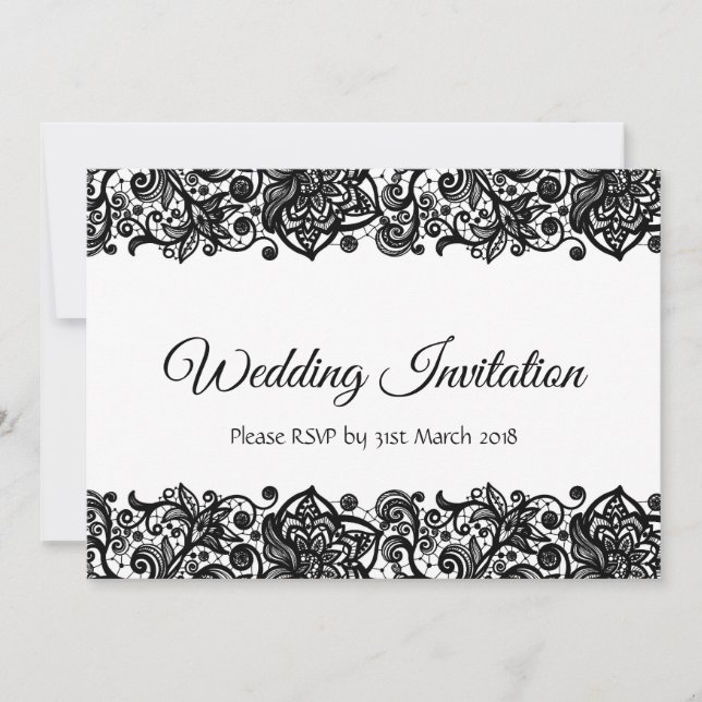 Lace custom Wedding Invitation double sided (Front)