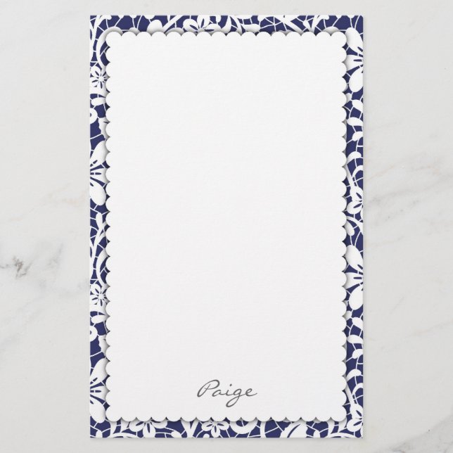 Lace Damask Personalized Stationery (Front)