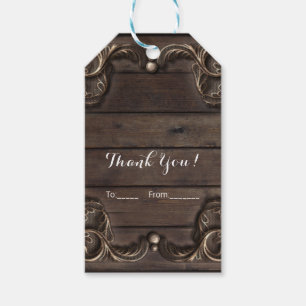 Lace & Dark Wood Rustic Western Vintage Favour Gift Tags