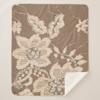 Lace Delicacy: White Fabric Artistry Sherpa Blanket