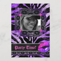 Lace Diamonds Birthday Party Zebra Purple Lips
