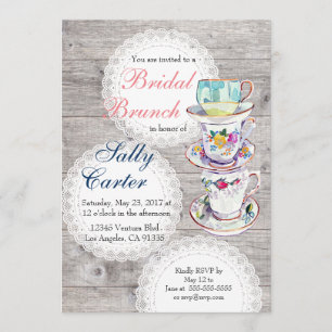 Lace Doilies & Teacups Bridal Brunch Invitation