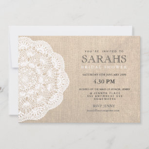 Lace Doily & Burlap Bridal Shower Party Invite