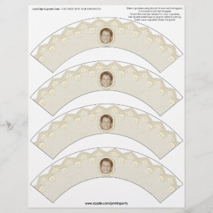 Lace Edge Cupcake Cosie - Beige - Customizable