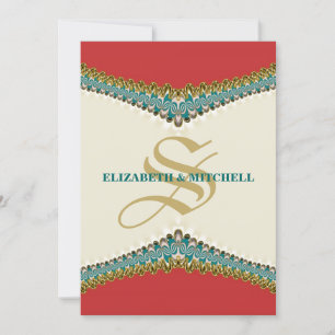 Lace Elegance : Faire-part de mariage Turquoise ro