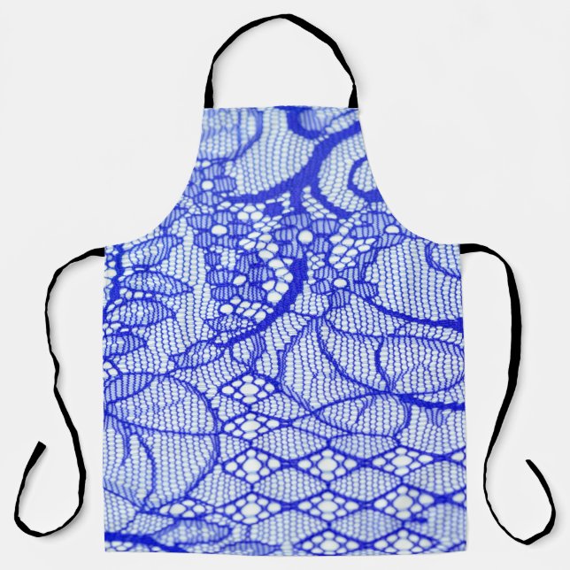 Lace fabric in blue. Royal Blue Couture Lace Patch Apron (Front)