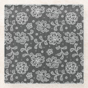 Lace fabric pattern 1 glass coaster