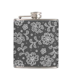 Lace fabric pattern 1 hip flask