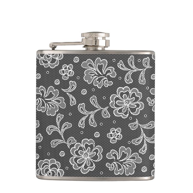 Lace fabric pattern 1 hip flask (Front)