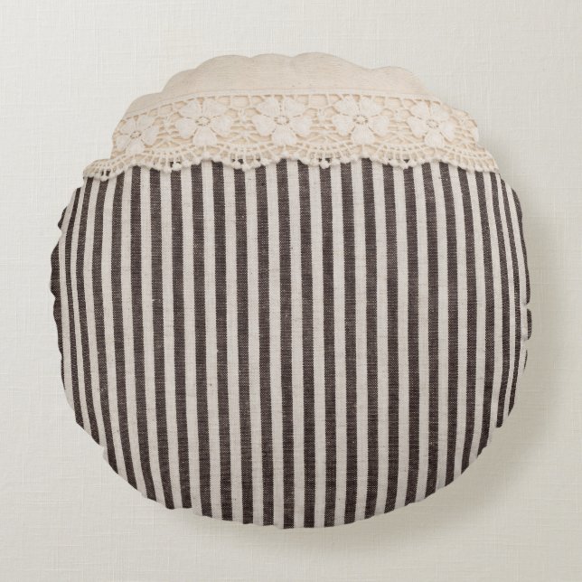 Lace fabric textile texture, background pattern. round pillow (Front)