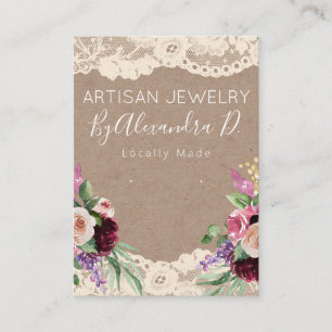 Lace Flower Kraft Handmade Jewelry Earring Display Business Card