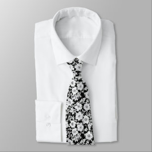 Lace Flower White Pattern Tie