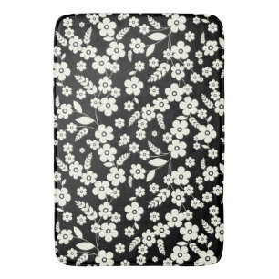 Lace Flowers on Black Bath Mat