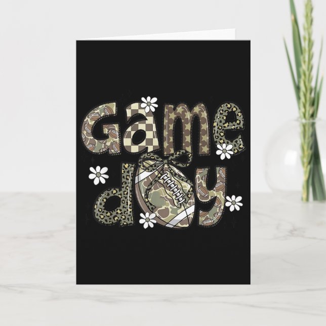 Lace Football Coquette Bow Camouflage Chequered Ga Card (Front)