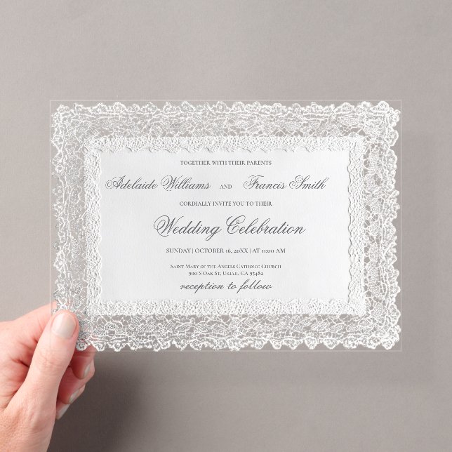 lace frame wedding acrylic invitations (Insitu (Handheld))