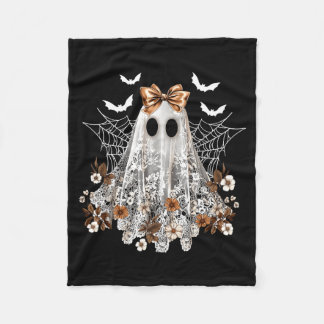 Lace Ghost Coquette Bow Vintage Women Girls Hallow Fleece Blanket